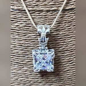 Swarovski Crystal & Silverplate Pendant W 18" Silverplate Snake Chain